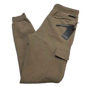 Hudson & Barrow Joggers Men S Cream Fleece Lined Cargo Sweatpants Lounge Comfort